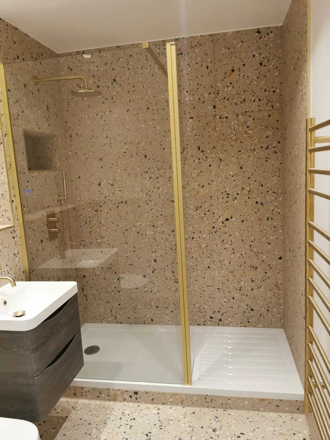 Terrazzo & Brushed Brass Bathroom Renovation in Clerkenwell